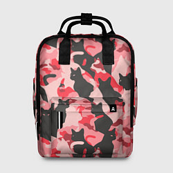 Рюкзак женский Розовый камуфляж из котов, цвет: 3D-принт