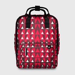 Рюкзак женский Белые треугольники на красном фоне, цвет: 3D-принт