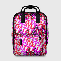 Рюкзак женский Розовый узор и белая обводка, цвет: 3D-принт
