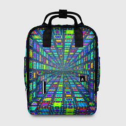 Рюкзак женский Абстрактный узор коридор из разноцветных квадратов, цвет: 3D-принт