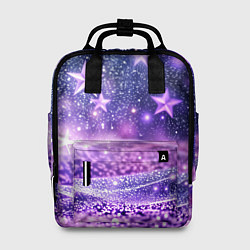 Рюкзак женский Абстрактные звезды в фиолетовых искрах, цвет: 3D-принт