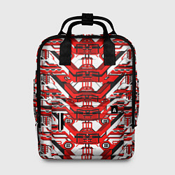 Рюкзак женский Красно-белая техно броня, цвет: 3D-принт