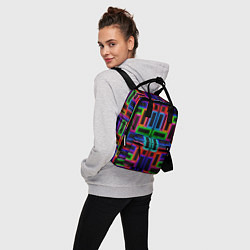 Рюкзак женский Цветные светящиеся прямоугольники, цвет: 3D-принт — фото 2