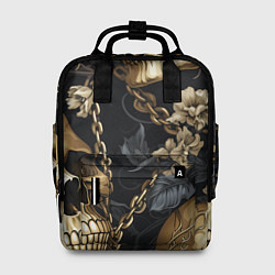 Женский рюкзак Золотые черепа с цепями