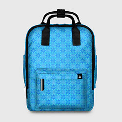 Рюкзак женский Лазурный голубой цветочный паттерн, цвет: 3D-принт