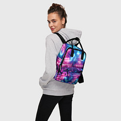 Рюкзак женский Разбитая неоновая вывеска - мегаполис, цвет: 3D-принт — фото 2