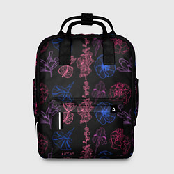 Рюкзак женский Неоновые разноцветные цветы, цвет: 3D-принт