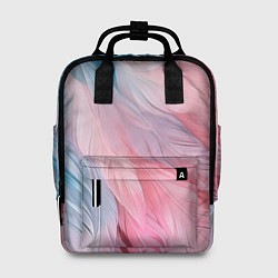 Рюкзак женский Пастельно-голубые и розовые перья, цвет: 3D-принт