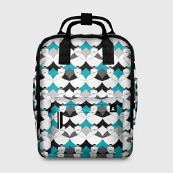 Женский рюкзак Разноцветный черный голубой с белым геометрический