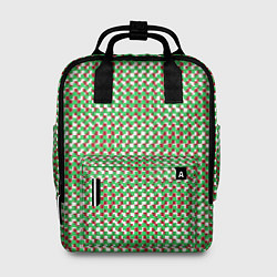 Женский рюкзак Красно-зелёный текстурированный квадраты-рябь