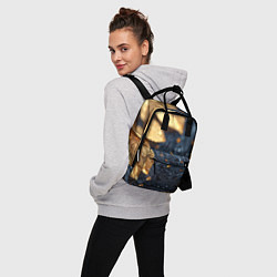 Рюкзак женский Золотые листья на темном фоне, цвет: 3D-принт — фото 2