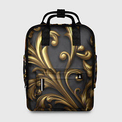 Рюкзак женский Яркие золотые объемные узоры, цвет: 3D-принт