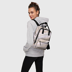 Рюкзак женский Бежевый абстрактные полосы, цвет: 3D-принт — фото 2