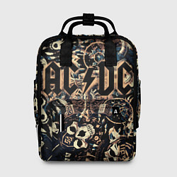Рюкзак женский AC DC на фоне викингов рун воронов и черепов, цвет: 3D-принт