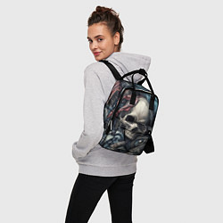 Рюкзак женский Коллаж винтажный с черепом - нейроарт, цвет: 3D-принт — фото 2