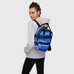 Рюкзак женский Чёрно-белые полосы на синем фоне, цвет: 3D-принт — фото 2
