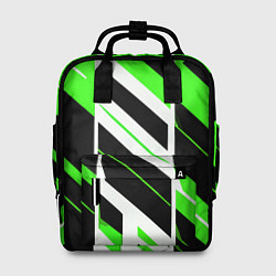 Рюкзак женский Black and green stripes on a white background, цвет: 3D-принт