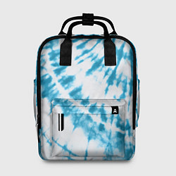 Рюкзак женский Тай-дай бело-синий, цвет: 3D-принт