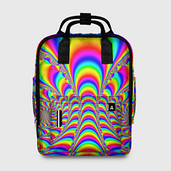 Женский рюкзак Оптические иллюзии волны неон