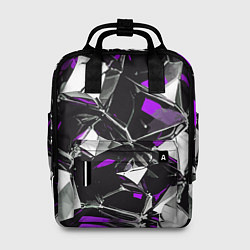 Женский рюкзак Фиолетово-белый паттерн на чёрном фоне