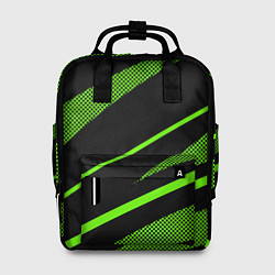 Женский рюкзак Чёрно-зелёный абстрактные полосы