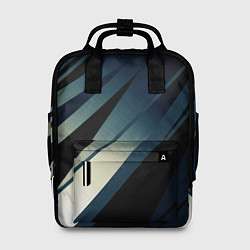 Рюкзак женский Чёрно-синий абстрактный с полосами, цвет: 3D-принт