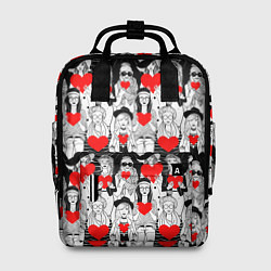 Рюкзак женский Девушки держат сердца, цвет: 3D-принт