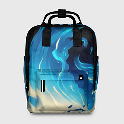 Женский рюкзак Бело-синее пламя из абстрактных красок