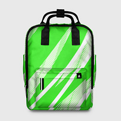 Женский рюкзак Яблочный зелёный абстракция с полосами