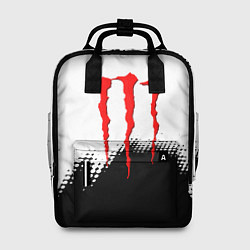 Рюкзак женский Monster energy чёрно белые краски, цвет: 3D-принт