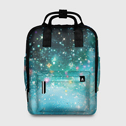 Рюкзак женский Бирюзовые блестки фон, цвет: 3D-принт