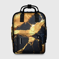 Рюкзак женский Золотая текстура на синем, цвет: 3D-принт