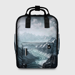 Женский рюкзак Река горный пейзаж дымчатый синий