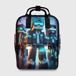 Рюкзак женский Minecraft - neon metropolis ai art, цвет: 3D-принт