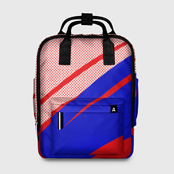Рюкзак женский Красно-синий текстурный с полосами, цвет: 3D-принт