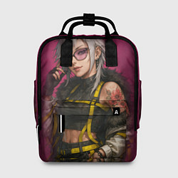 Рюкзак женский Девушка с татуировкой в очках, цвет: 3D-принт