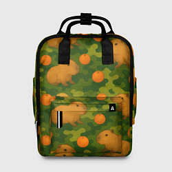 Рюкзак женский Камуфляж с капибарами, цвет: 3D-принт