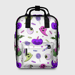 Рюкзак женский Halloween purple pumpkin pattern, цвет: 3D-принт