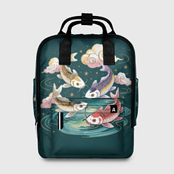 Рюкзак женский Рыбы в облаках над прудом, цвет: 3D-принт