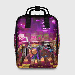 Рюкзак женский Майнкрафт - герои в окружении, цвет: 3D-принт