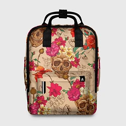 Рюкзак женский Черепа в цветах, цвет: 3D-принт