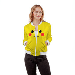 Бомбер женский Happy Pikachu, цвет: 3D-белый — фото 2