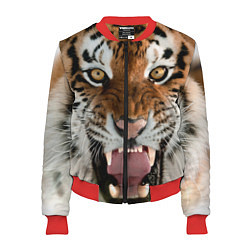 Бомбер женский Свирепый тигр, цвет: 3D-красный