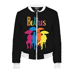 Бомбер женский The Beatles: Colour Rain, цвет: 3D-белый
