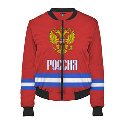 Бомбер женский Хоккей: Россия цвета 3D-черный — фото 1