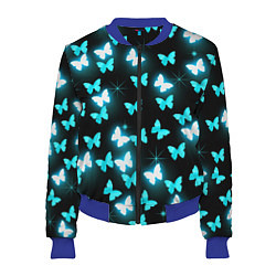 Бомбер женский Бабочки, цвет: 3D-синий