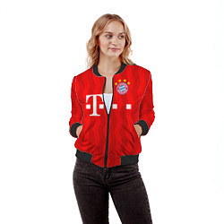 Бомбер женский FC Bayern Munchen, цвет: 3D-черный — фото 2