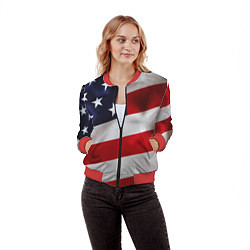 Бомбер женский США USA, цвет: 3D-красный — фото 2