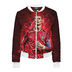 Бомбер женский Cristiano Ronaldo Portugal, цвет: 3D-белый