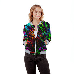 Бомбер женский Neon pattern Vanguard, цвет: 3D-меланж — фото 2